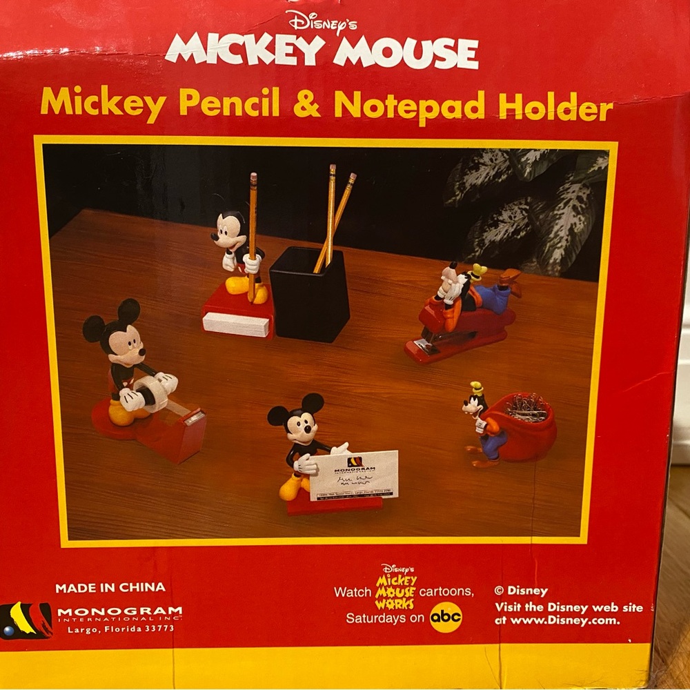 Vintage Retro Collectors Disney Mickey Mouse Red Desk Organizer Set - Picture 5 of 5